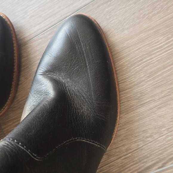 Madewell The Brenner Boot Leather Block Heel Ankle Shaft Almond Toe Black Size 7 - Picture 11 of 11